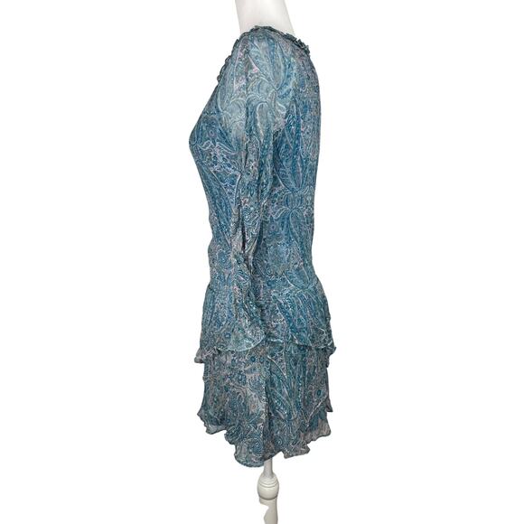 Ramy Brook Olina Silk Ruffle Dress Long Sleeve - Picture 2 of 8